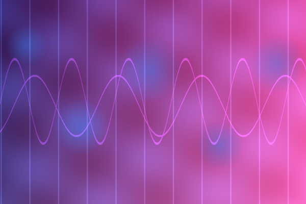 Abstract editorial illustration of AI-generated sound waves flowing into a streaming platform dashboard.