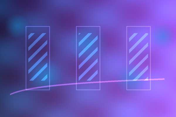 Abstract editorial illustration of mobile AI apps, generated images and growth analytics.