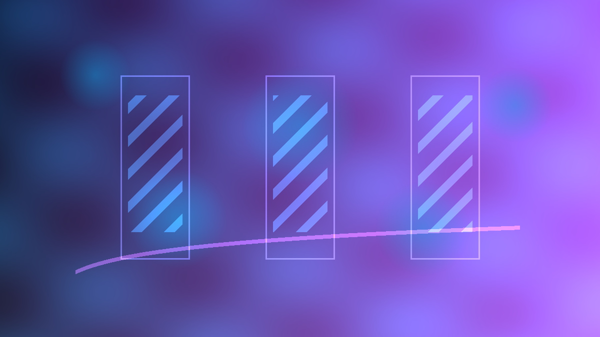 Abstract editorial illustration of mobile AI apps, generated images and growth analytics.