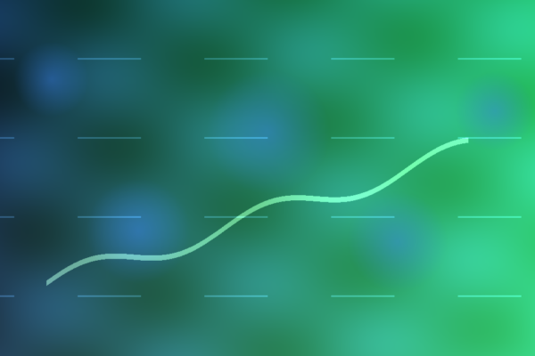 Abstract editorial illustration of enterprise AI agents, workflow nodes and a rising funding chart.