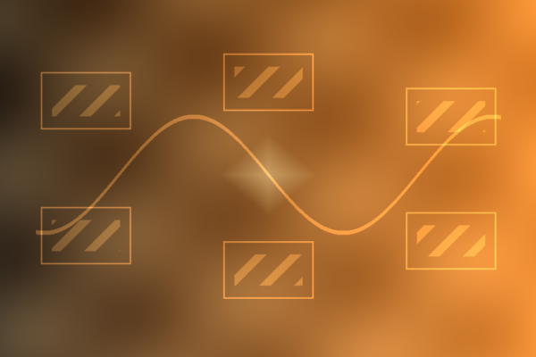 Abstract editorial illustration of remote coding agents running in cloud sessions connected to a central AI model hub.