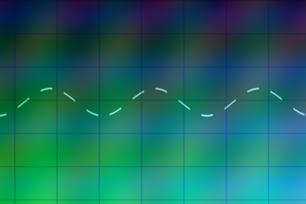 Abstract AI voice API interface with waveforms, multilingual bubbles and developer nodes